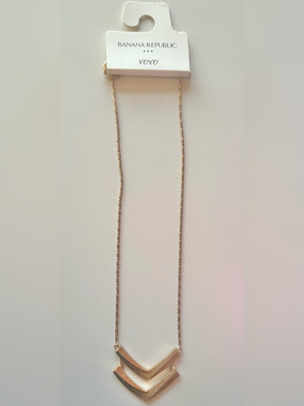 Banana Republic Gold Chevron Statement Necklace Layered Pendant Minimalist NWT